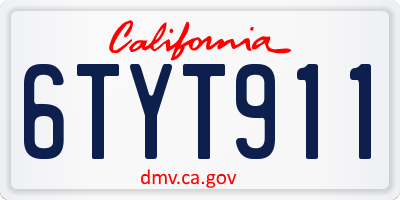 CA license plate 6TYT911