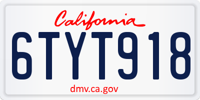 CA license plate 6TYT918