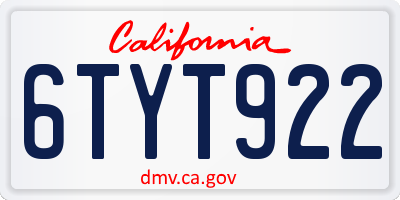 CA license plate 6TYT922