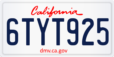CA license plate 6TYT925