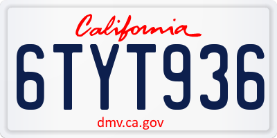 CA license plate 6TYT936