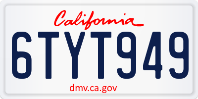 CA license plate 6TYT949