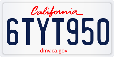 CA license plate 6TYT950
