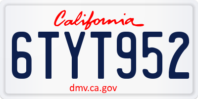 CA license plate 6TYT952