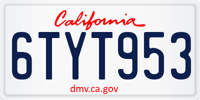 CA license plate 6TYT953