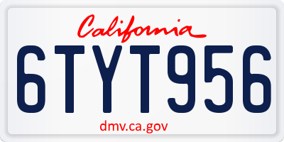 CA license plate 6TYT956