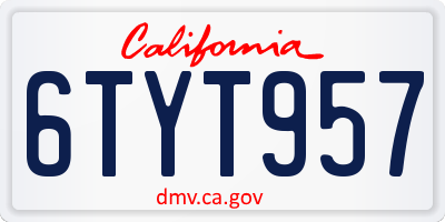 CA license plate 6TYT957