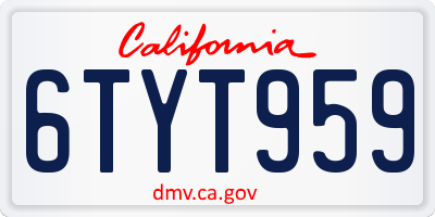 CA license plate 6TYT959