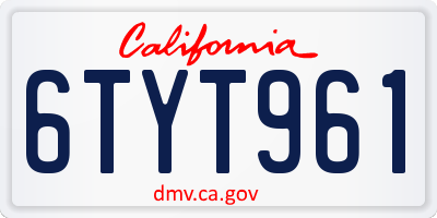 CA license plate 6TYT961