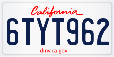 CA license plate 6TYT962