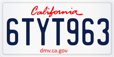 CA license plate 6TYT963