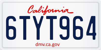 CA license plate 6TYT964