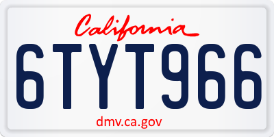 CA license plate 6TYT966