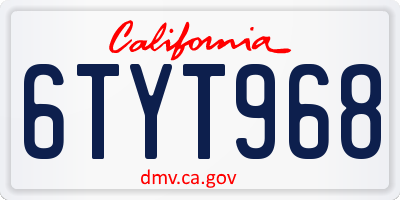 CA license plate 6TYT968