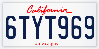 CA license plate 6TYT969