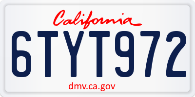 CA license plate 6TYT972