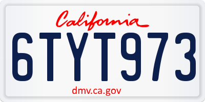 CA license plate 6TYT973