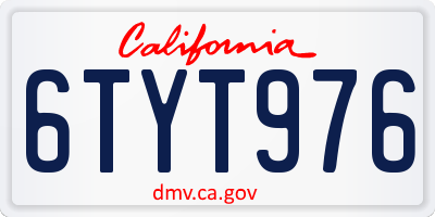 CA license plate 6TYT976