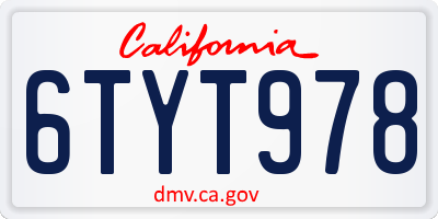 CA license plate 6TYT978