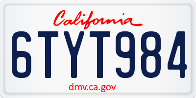 CA license plate 6TYT984