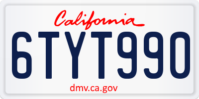 CA license plate 6TYT990