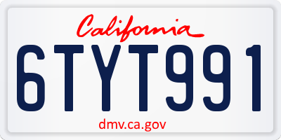 CA license plate 6TYT991