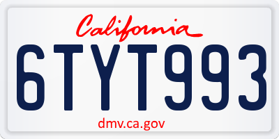 CA license plate 6TYT993