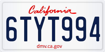 CA license plate 6TYT994