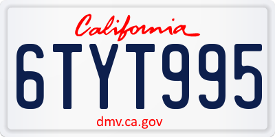 CA license plate 6TYT995