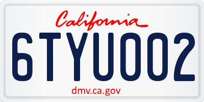 CA license plate 6TYU002