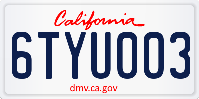 CA license plate 6TYU003