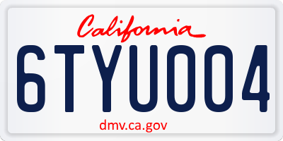 CA license plate 6TYU004