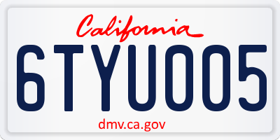 CA license plate 6TYU005