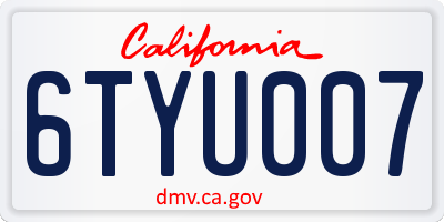 CA license plate 6TYU007