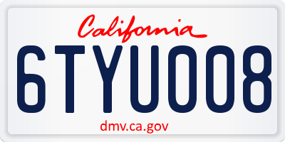 CA license plate 6TYU008