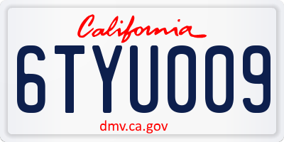 CA license plate 6TYU009