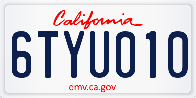 CA license plate 6TYU010