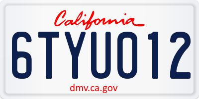 CA license plate 6TYU012