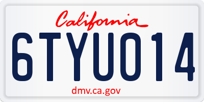CA license plate 6TYU014
