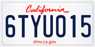 CA license plate 6TYU015