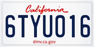 CA license plate 6TYU016