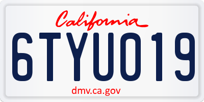CA license plate 6TYU019
