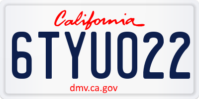 CA license plate 6TYU022