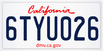 CA license plate 6TYU026