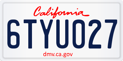 CA license plate 6TYU027