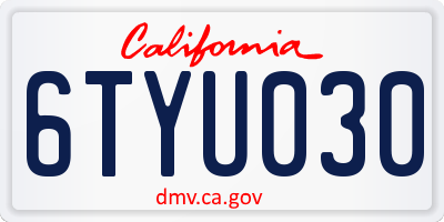 CA license plate 6TYU030