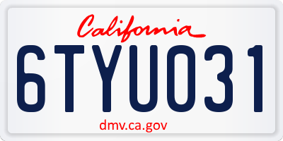 CA license plate 6TYU031
