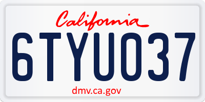 CA license plate 6TYU037