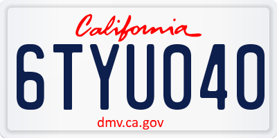CA license plate 6TYU040