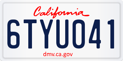 CA license plate 6TYU041